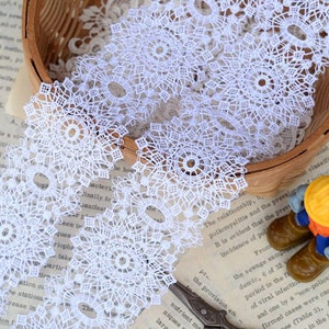 Width 1.77 inches white floral lace trim,flowers embroidered lace, floral lace trim,scalloped trim lace for DIY dress(52-151)