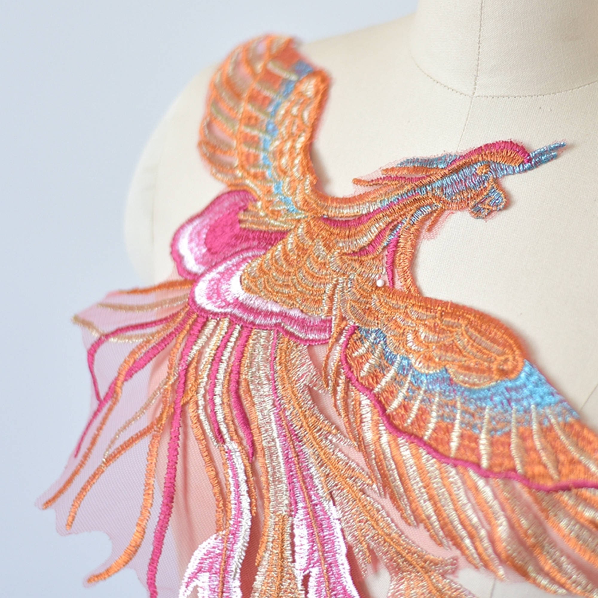 Phoenix Embroidery Lace Appliqueembroidered Lacewedding Etsy