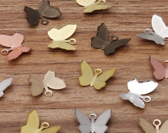 Breloques papillon en métal de 11 x 13 mm pour la fabrication de bijoux à faire soi-même, pendentifs en laiton bronze antique pour fournitures d'artisanat Kanzashi en épingle à cheveux Hanfu