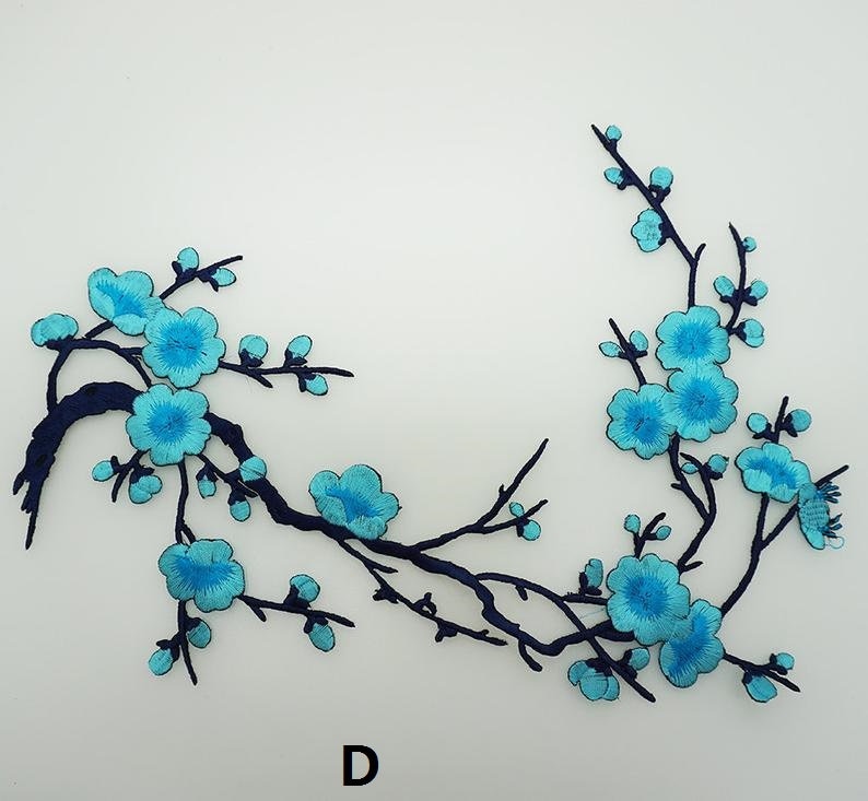 Iron-on Plum Blossom Embroidered Appliques,Adhesive Embroidered Flowers,Patches For Dress Supplies83-13 image 5