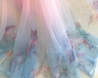 Tela de bordado de hilo de red de unicornio de 59,05 pulgadas de ancho, para vestidos de boda y bailes de graduación chinos Hanfu (247-149)
