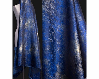 Tissu de brocart de fil d'argent bleu de 0.5 mètre de largeur 66.92 pouces, tissu d'artisanat jacquard, pour le matériel de robe, tissu Cheongsam (271-19)