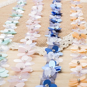 Width 1.18 inches bead plastic trim,flowers lace,floral lace trim for bridal veil,trim lace for DIY dress(167-4)
