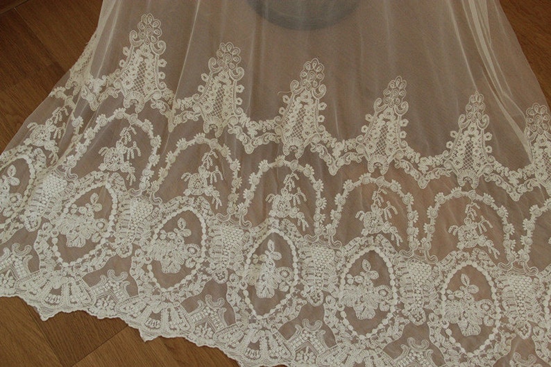 45-86 0.5 meter Width 51.18 inches Ivory lace fabric,embroidered lace,Cotton floral lace trim,3D lace fabric,trim lace for DIY dress,130CM