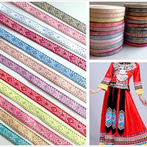 1,2 cm haftowana koronka, wstążka do sukienki DIY, do chińskiego Hanfu, cheongsam, tradycyjnej chińskiej koronki, długiej sukni (244-3)