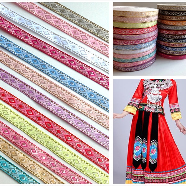 1.2cm embroidered lace,ribbon for DIY dress,for Chinese Hanfu,cheongsam,traditional Chinese lace,long gown(244-3)