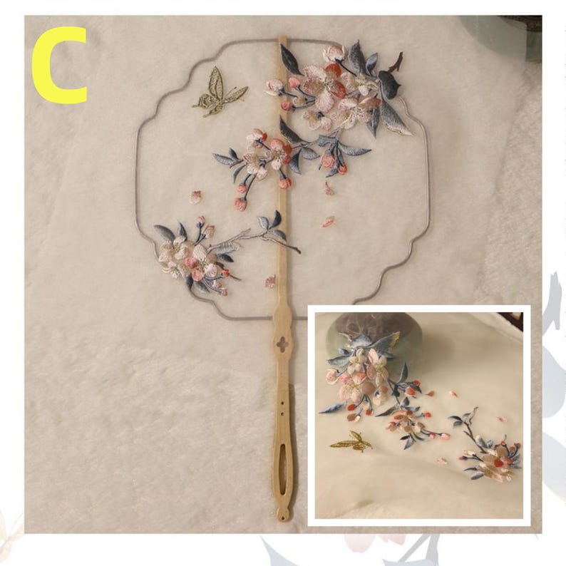 1 PCS Elegant Embroidered Appliqué Pieces for DIY Round Fans Handbags ...