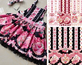 Tela de fresa encantadora de doble borde de 50cm x 148cm, tela Lolita de 4 colores, para DIY Ruskirt, para vestido kawaii, para hacer muñecas (233-27)