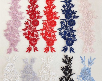 2 pcs Appliques brodées, dentelle soluble dans l’eau, patchs pour fournitures de robe, fleur de cheveux en fer, coiffe (186-299)