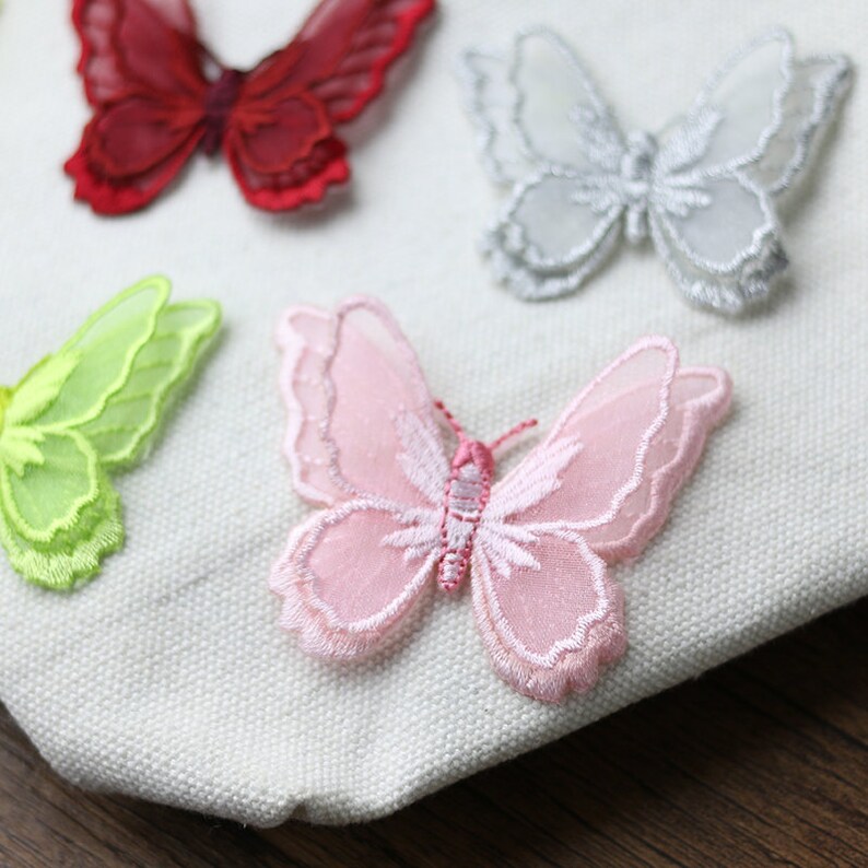 2 Pieces Ironon Butterfly Embroidered Appliquesadhesive Etsy