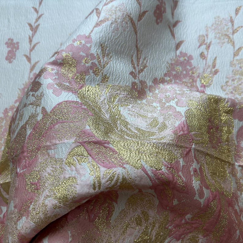 1 meter lyxigt broderat blommigt tyg av hög kvalitet, brokadmaterial för klädsömnad, elegant guldtrådstextil för klänningar och högtidskläder bild 7