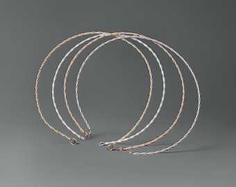 Serre-tête en métal torsadé de 38 cm de diamètre pour couronne à faire soi-même, anneau pour cheveux en fil de fer de 2 mm avec double extrémité en or, argent, or rose