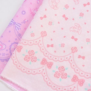 50cmx112cm lovely rabbit fabric,2 olors Lolita cotton fabric,for child,for kawaii Dress,for dolling making(239-7)