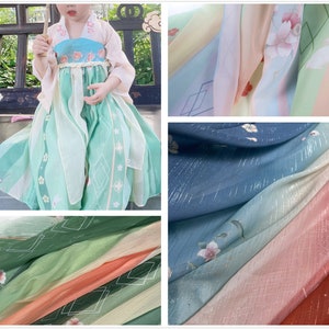Tessuto in chiffon ricamato con motivo a coniglio, larghezza 1 metro, 59,05'', tessuto in pizzo a 4 colori, tessuto per abiti fai da te, per Hanfu cinese (233-39)
