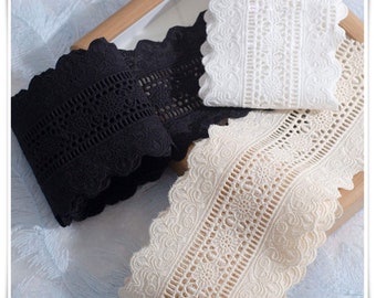 ivory/beige/balck Width 3.54 inches lace trim,double side wavy cotton lace,lace for DIY dress(104-232)