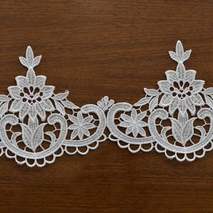 Width 4.72 inches ivory lace trim,flowers embroidered lace,floral lace trim for bridal veil,scalloped trim lace for DIY dress(107-8)