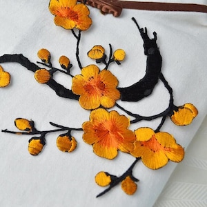 Iron-on Plum Blossom Embroidered Appliques,Adhesive Embroidered Flowers,Patches For Dress Supplies83-13 image 9