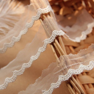 2 yards Width 0.98 inches ivory lace trim,flowers embroidered lace,floral lace trim for bridal veil,lace for DIY dress(1-286)