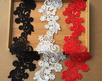 1 Pair Alencon Lace Appliques,Embroidered Flowers,Patches For Wedding Supplies,Bridal Hair Flower,Headpiece(91-13)