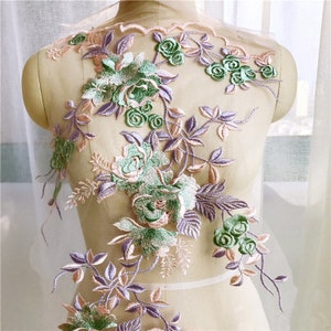 Big size Floral embroidered Appliques ,5 colors embroidery applique patch,lace flower,lace applique crafts,Dress DIY 186-43 image 10