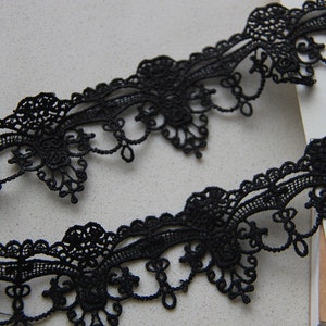 Width 1.96 inches black lace trim,flowers embroidered lace,floral lace trim for bridal veil,lace for DIY dress(1-326)