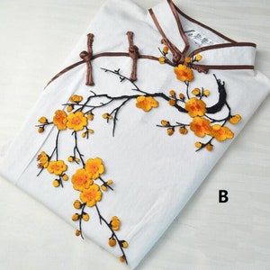 Iron-on Plum Blossom Embroidered Appliques,Adhesive Embroidered Flowers,Patches For Dress Supplies83-13 image 3