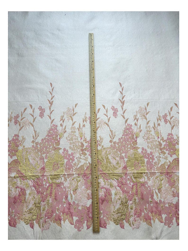1 meter lyxigt broderat blommigt tyg av hög kvalitet, brokadmaterial för klädsömnad, elegant guldtrådstextil för klänningar och högtidskläder bild 4