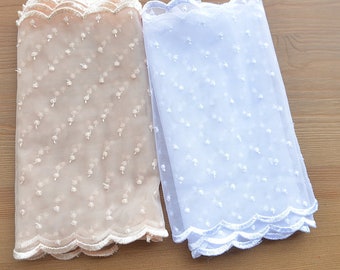 Width 7.28 inches wedding lace trim, elastic Dot Lace embroidered,flowers embroidered lace,floral lace trim,lace for DIY dress(63-426)