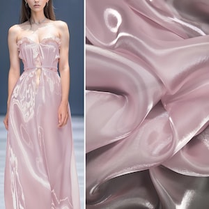 Tessuto in organza rosa antico elegante, lunghezza 0,5 metri, larghezza 140 cm - Perfetto per abiti e decorazioni (254-3)