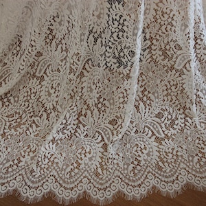 3 meters Width 59.05 inches Elastic Ivory/black wedding lace fabric,flowers embroidered lace,floral 3D lace fabric,lace for DIY dress(1-317)