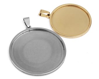 5 pièces pendentifs ronds en acier inoxydable avec réglages de la lunette pour cabochon pour la fabrication de bijoux à monter soi-même en plusieurs tailles et couleurs