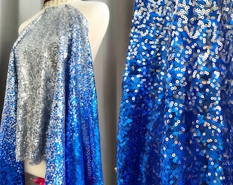 0.5 meter Gradient Sequin Fabric - Deep Blue to Gold Ombre Sparkle Material for DIY Crafts, Costumes, and Apparel(233-15)