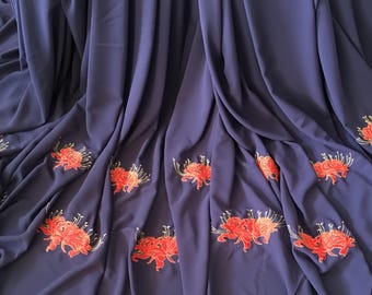 Tela de gasa Higanbana de 1 metro de ancho y 59,05 pulgadas, tela de encaje de cambio gradual de 4 colores, tela para vestidos de bricolaje, para Hanfu chino (226-40)