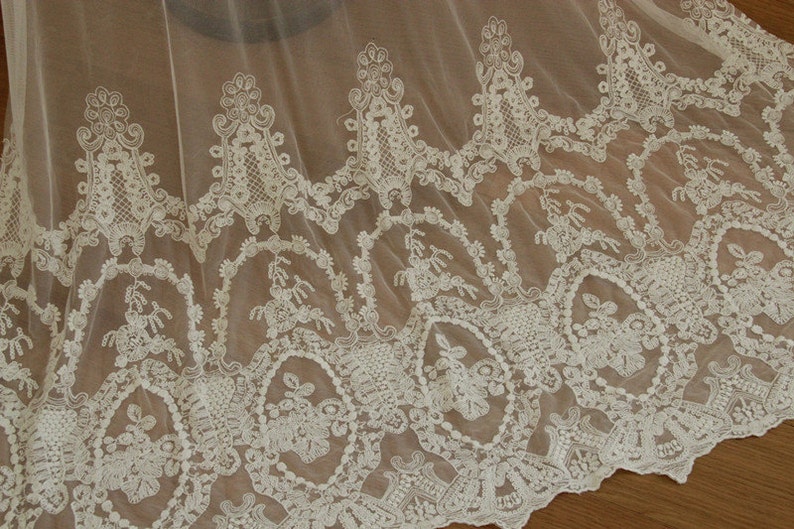 45-86 0.5 meter Width 51.18 inches Ivory lace fabric,embroidered lace,Cotton floral lace trim,3D lace fabric,trim lace for DIY dress,130CM