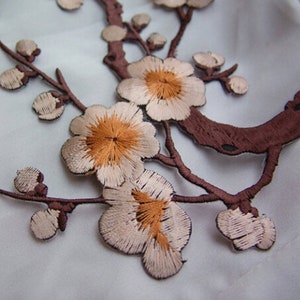 Iron-on Plum Blossom Embroidered Appliques,Adhesive Embroidered Flowers,Patches For Dress Supplies83-13 image 8