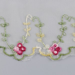 2 Yards Width 3.54 Inches Floral Tulle Lace Trim,flowers Embroidered Lace,floral Lace for Bridal ...