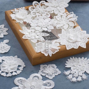 1 pcs Ivory 3D flowers Lace Appliques,Embroidered Flowers,Patches For Wedding Supplies,Bridal Hair Flower,Headpiece(104-169)
