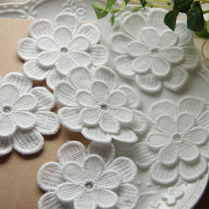 4 pieces Lace Appliques,Ivory Embroidered Flowers,Patches For Wedding Supplies,Bridal Hair Flower,Headpiece(1-309)