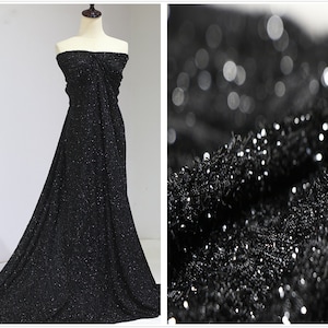 Width 62.99 inches lace fabric,black lace fabric,Sequins lace fabric,lace for DIY dress(222-42)