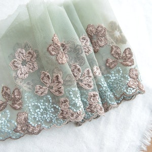 Width 5.91 inches lace trim,flowers embroidered lace,floral lace trim for bridal veil, trim lace for DIY dress(63-425)
