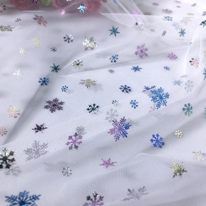 0,5 Meter Breite 59,05 Zoll Spitzenstoff,buntes Schneeflockenmuster Spitzenstoff,3D Spitzenstoff,Kinderstoff,Spitze für DIY Kleid(247-107)