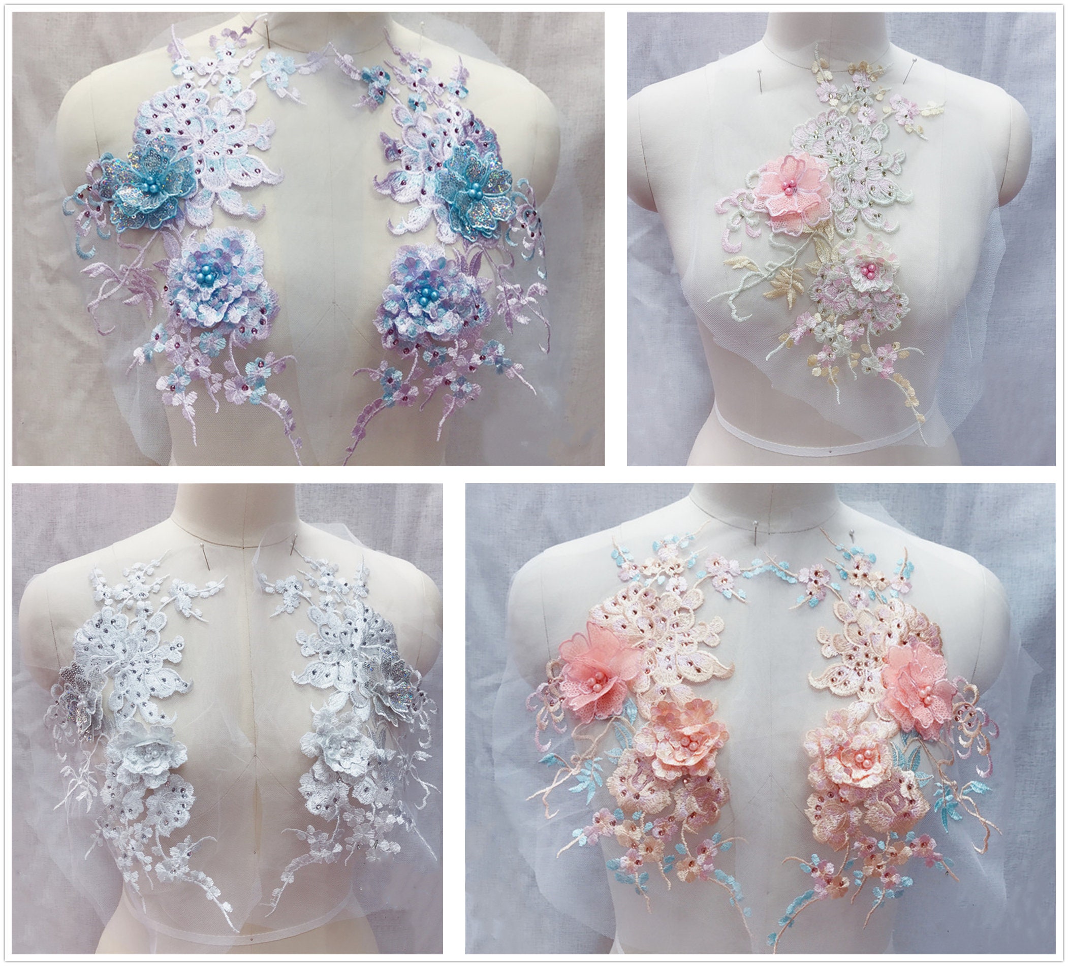 Cappucinno Bead Embellished Lace Appliques Ap 174