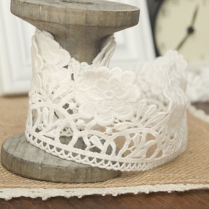 Width 2.17 inches ivory lace trim,flowers embroidered lace,floral lace trim for bridal veil,trim lace for DIY dress(104-39)
