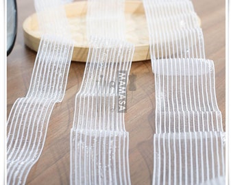 Dentelle extensible transparente de 1 mètre, bande élastique, dentelle florale pour robe DIY (104-398)