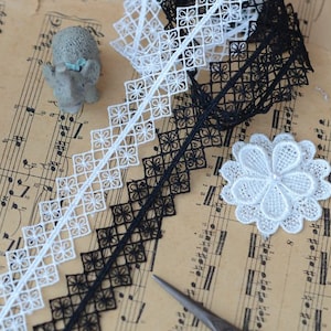 Width 0.98 inches black/Milk white checkerboard lace trim, embroidered lace,floral lace trim,trim lace for DIY dress (52-200)