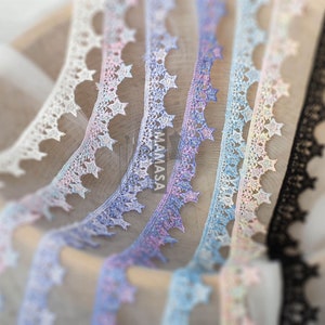 Color star net yarn embroidery lace trim,floral lace trim for bridal veil,lace for DIY dress,2cm(104-316)