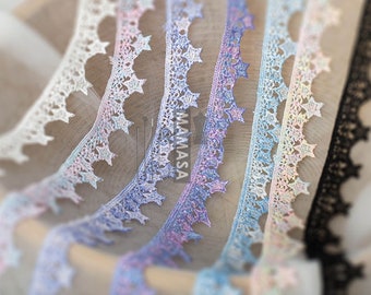 Couleur étoile filet fil broderie dentelle garniture, garniture de dentelle florale pour voile de mariée, dentelle pour robe de bricolage, 2cm (104-316)