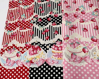 50cmx110cm lovely strawberry fabric,3 colors Fruits Lolita fabric,for DIY Ruskirt,for kawaii Dress,for dolling making(264-14)