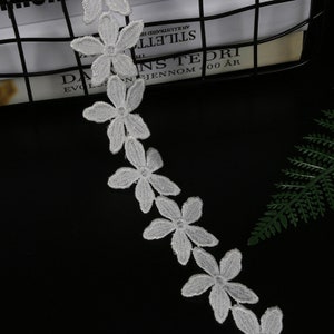 Width 1.57 inches Black / Ivory floral lace trim,flowers embroidered lace,floral lace trim for bridal veil,lace for DIY dress(181-48)