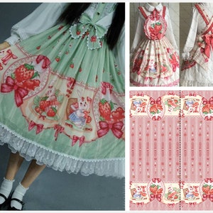 Largeur 140cm tissu beau lapin, 4 couleurs tissu Lolita, pour DIY Ruskirt, pour kawaii Robe, pour la fabrication de poupées (254-1)
